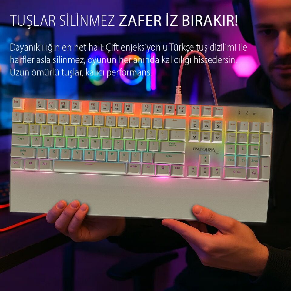 Inca IKG-456 Mekanik Klavye | Blue Switch, 19 Rainbow Led, Full Anti-Ghosting, Mıknatıslı Bilek Desteği