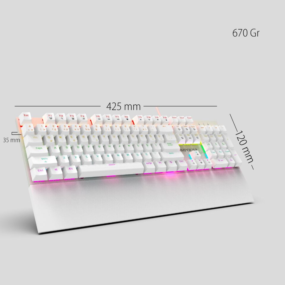 Inca IKG-456 Mekanik Klavye | Blue Switch, 19 Rainbow Led, Full Anti-Ghosting, Mıknatıslı Bilek Desteği