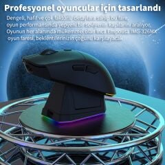 IMG-326MX 8000 DPI 6D Makro Tuşlu RGB LED Bluetooth + 2.4G + Kablolu Şarjlı Gaming Mouse 300mAh