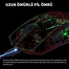 IMG-326MX 8000 DPI 6D Makro Tuşlu RGB LED Bluetooth + 2.4G + Kablolu Şarjlı Gaming Mouse 300mAh