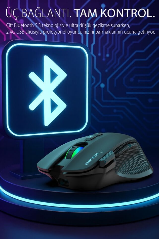 IMG-GT-22 Oyuncu Mouse Empousa – 8 Programlanabilir Tuş, BT5.3/2.4G/Kablolu, 7200 DPI, RGB