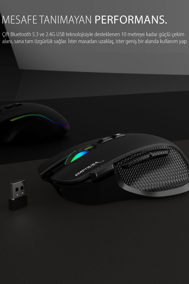 IMG-GT-22 Oyuncu Mouse Empousa – 8 Programlanabilir Tuş, BT5.3/2.4G/Kablolu, 7200 DPI, RGB