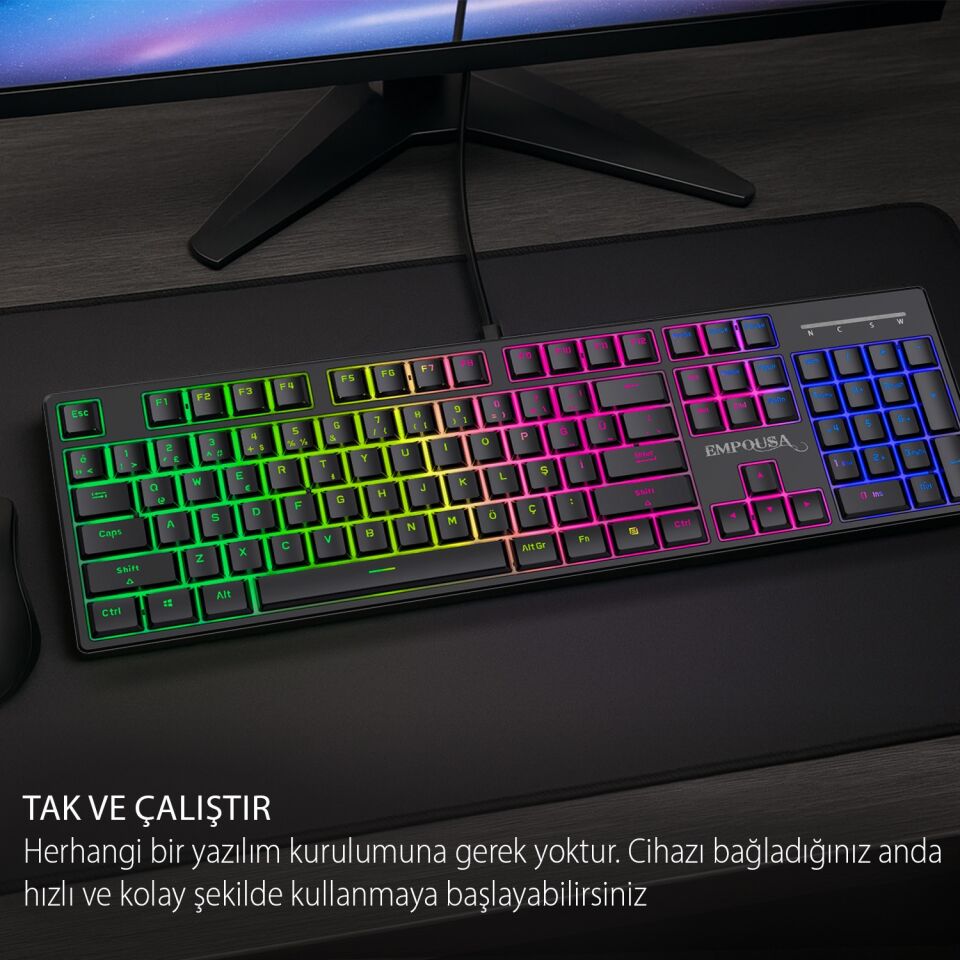 IKG-440T Mavi Switch Mekanik Klavye RGB 16 Efekt | 104 Tuş Kablolu Anti-Ghosting Windows/Mac Uyumlu