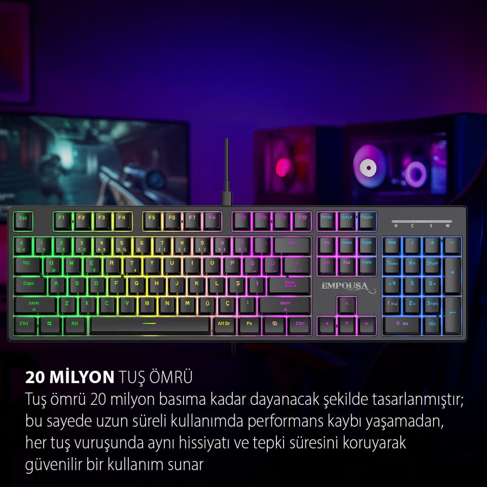 IKG-440T Mavi Switch Mekanik Klavye RGB 16 Efekt | 104 Tuş Kablolu Anti-Ghosting Windows/Mac Uyumlu