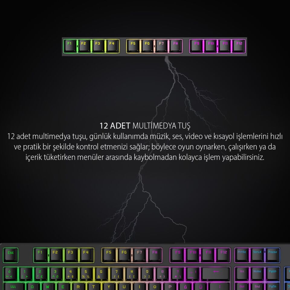 IKG-440T Mavi Switch Mekanik Klavye RGB 16 Efekt | 104 Tuş Kablolu Anti-Ghosting Windows/Mac Uyumlu