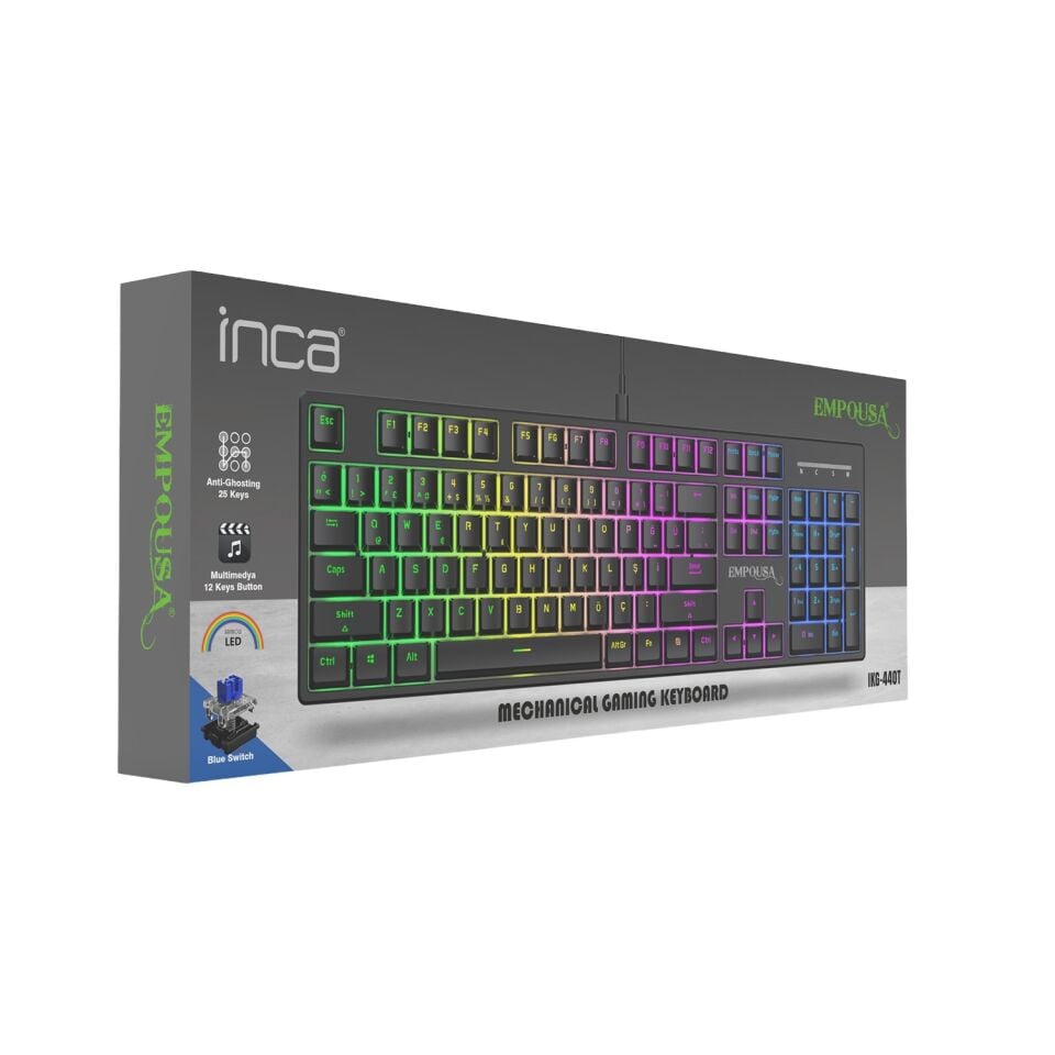 IKG-440T Mavi Switch Mekanik Klavye RGB 16 Efekt | 104 Tuş Kablolu Anti-Ghosting Windows/Mac Uyumlu