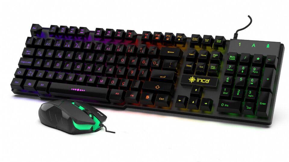 Ikg-448 Pro Gamer 4-Color LED Gaming Klavye & 6D RGB Mouse Set | 105 Tuş USB Bağlantı 1.5m Örgü Kablo