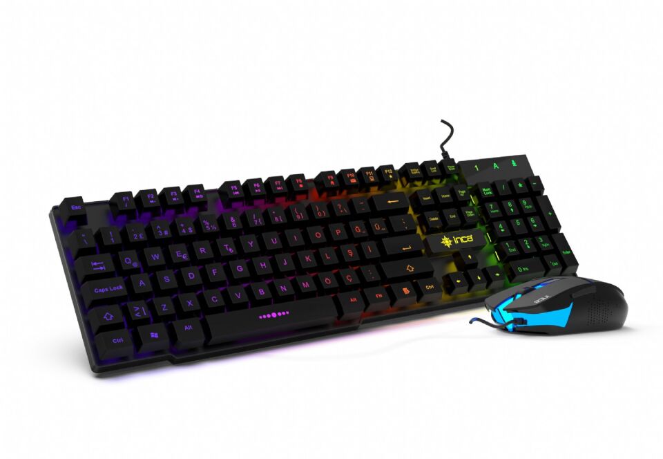 IKG-448 Pro Gamer 4-Color LED Gaming Klavye & 6D RGB Mouse Set | 105 Tuş USB Bağlantı 1.5m Örgü Kablo