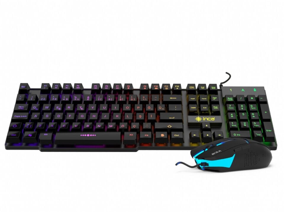 Ikg-448 Pro Gamer 4-Color LED Gaming Klavye & 6D RGB Mouse Set | 105 Tuş USB Bağlantı 1.5m Örgü Kablo