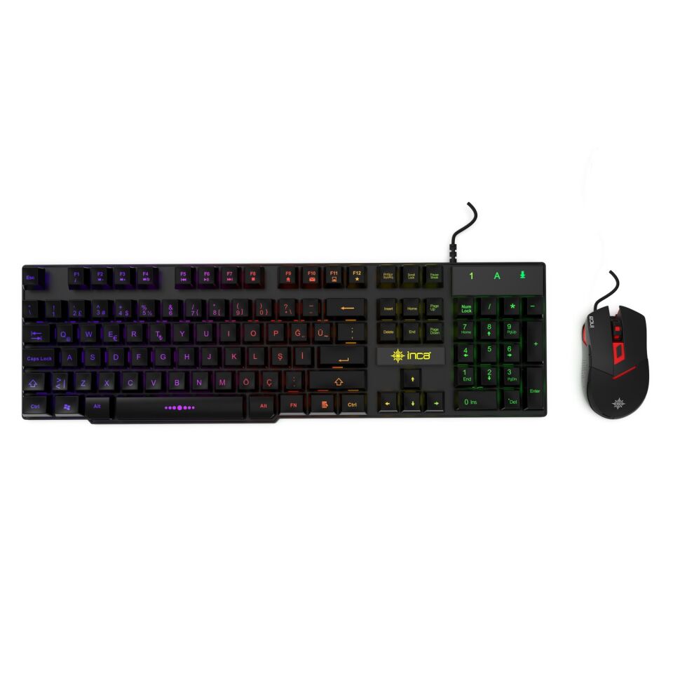Ikg-448 Pro Gamer 4-Color LED Gaming Klavye & 6D RGB Mouse Set | 105 Tuş USB Bağlantı 1.5m Örgü Kablo