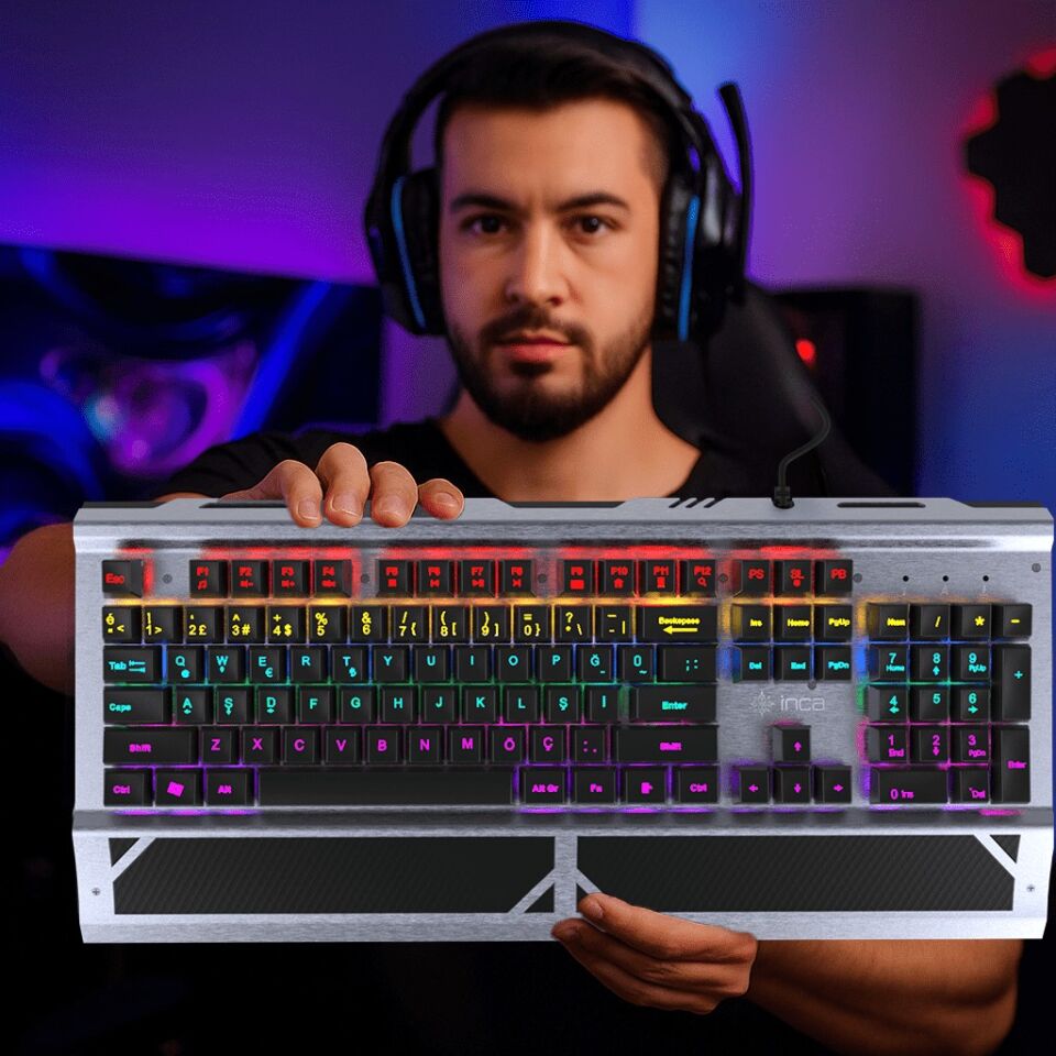 IKG-444 13 Mod LED Aydınlatmalı Blue Switch Mekanik Gaming Klavye | 104 Tuş Alüminyum Alaşımlı Gövde