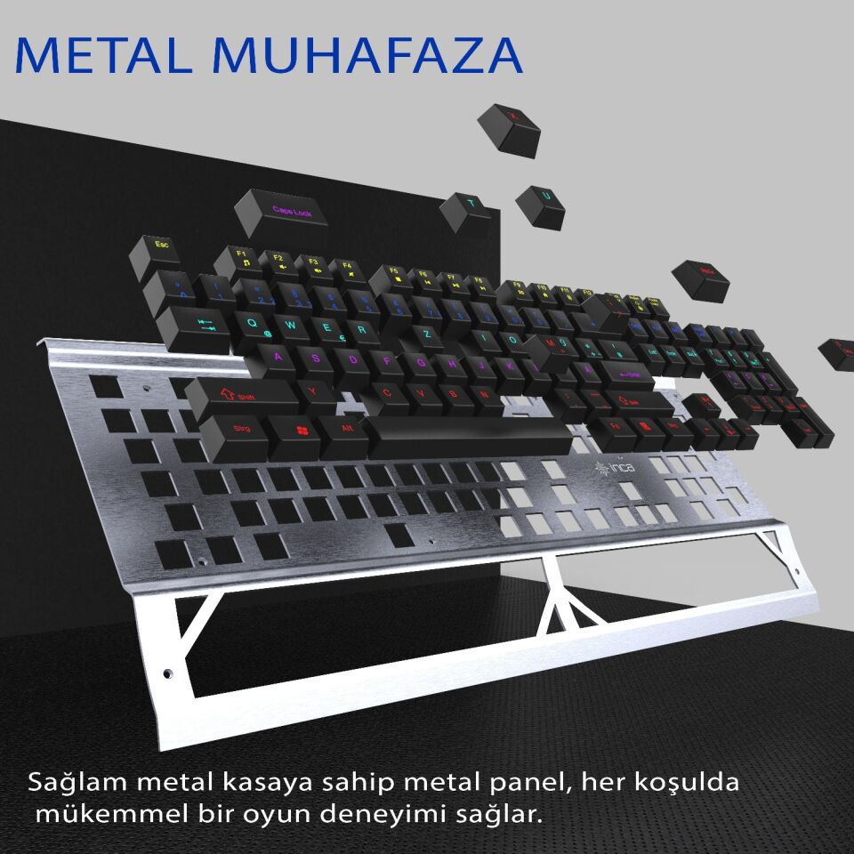 IKG-444 13 Mod LED Aydınlatmalı Blue Switch Mekanik Gaming Klavye | 104 Tuş Alüminyum Alaşımlı Gövde
