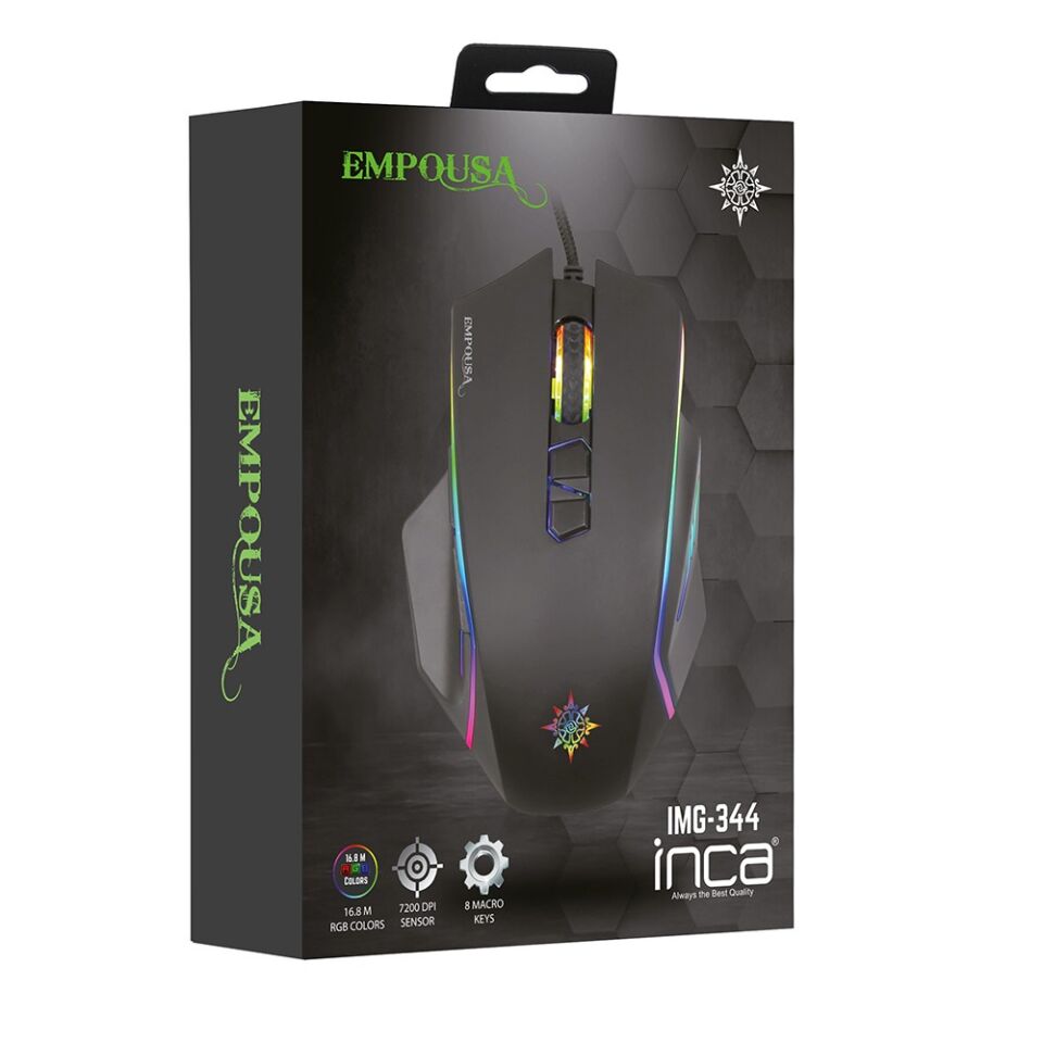 IMG-344 RGB Gaming Mouse | 7200 DPI 8 Programlanabilir Tuş 1.8M Örgü Kablo 20G Hızlanma