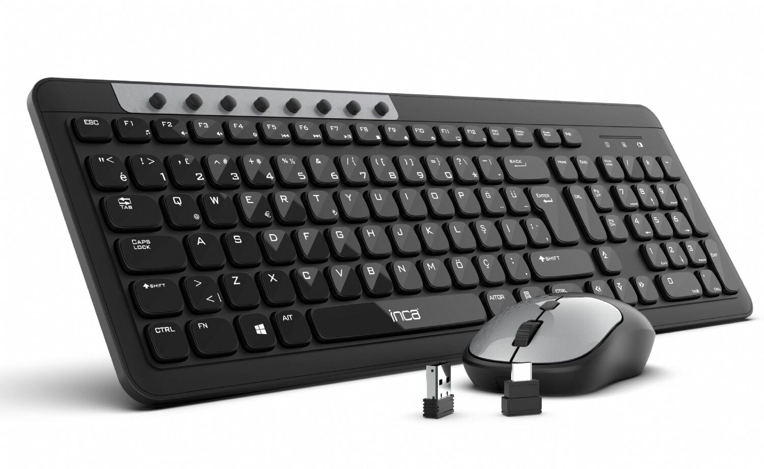 Inca IWS-599 Kablosuz Multimedya Süper Konforlu Çift Alıcılı USB & Type-C Klavye Mouse Set