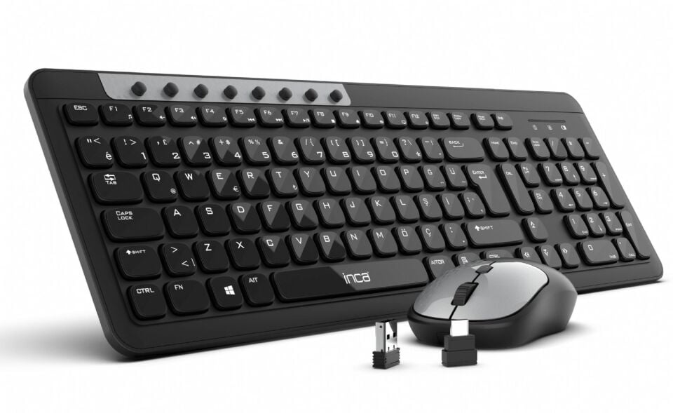 Inca IWS-599 Kablosuz Multimedya Süper Konforlu Çift Alıcılı USB & Type-C Klavye Mouse Set