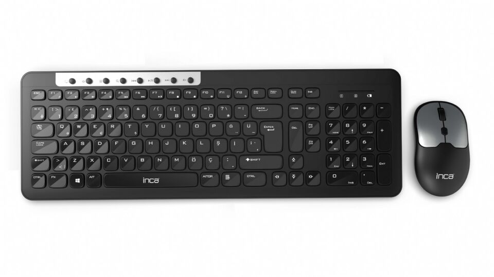Inca IWS-599 Kablosuz Multimedya Süper Konforlu Çift Alıcılı USB & Type-C Klavye Mouse Set