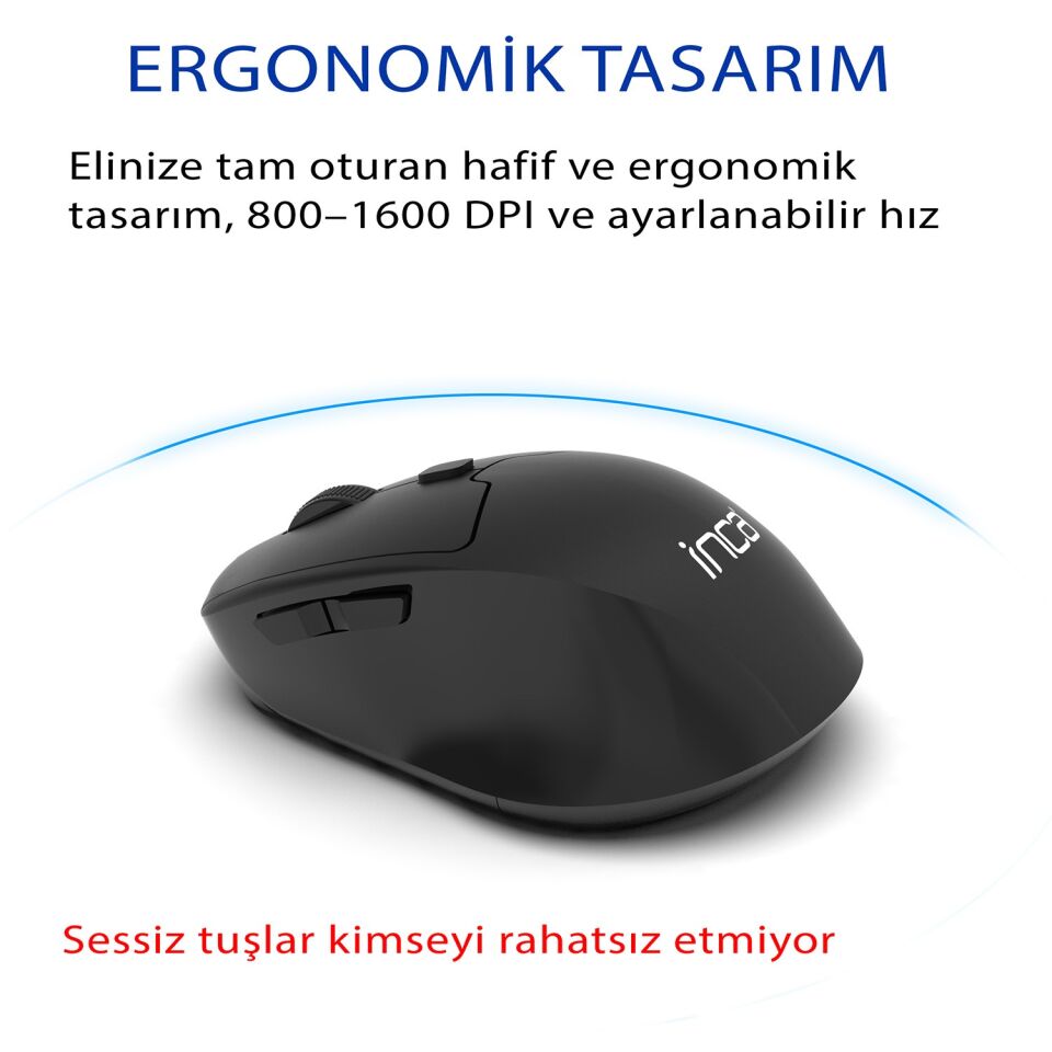 Inca Iws-549u Rechargeable Silent Type-c Wireless Multimedia Klavye & Mouse Set
