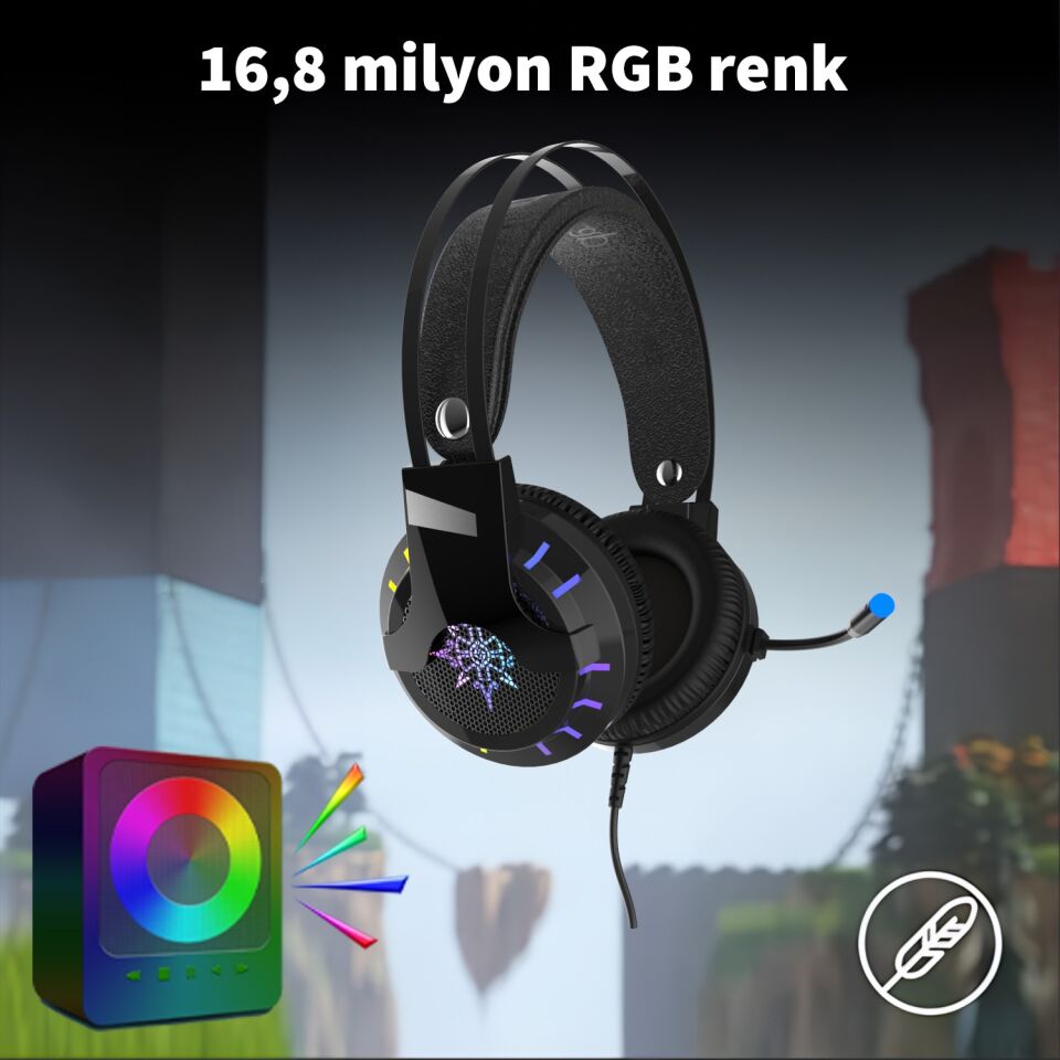 IGK-X10 BassStrike X50 RGB USB Titreşimli Gaming Kulaklık