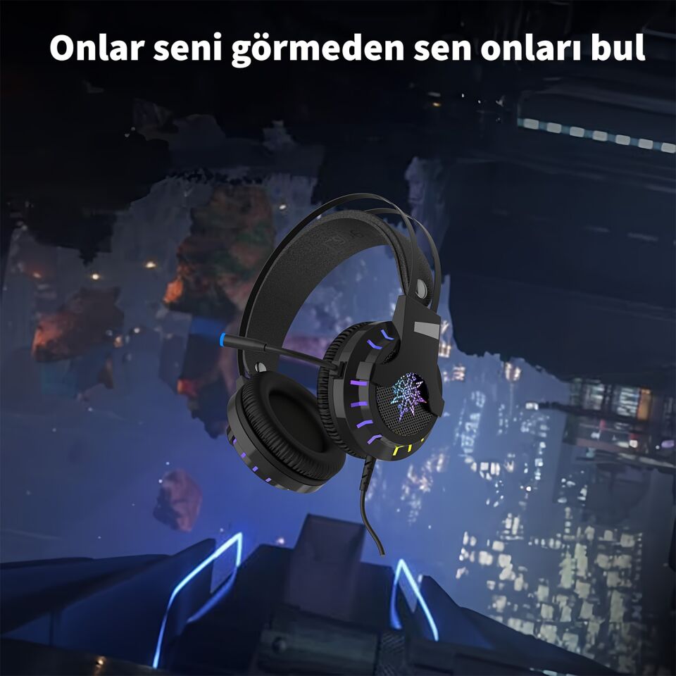 IGK-X10 BassStrike X50 RGB USB Titreşimli Gaming Kulaklık