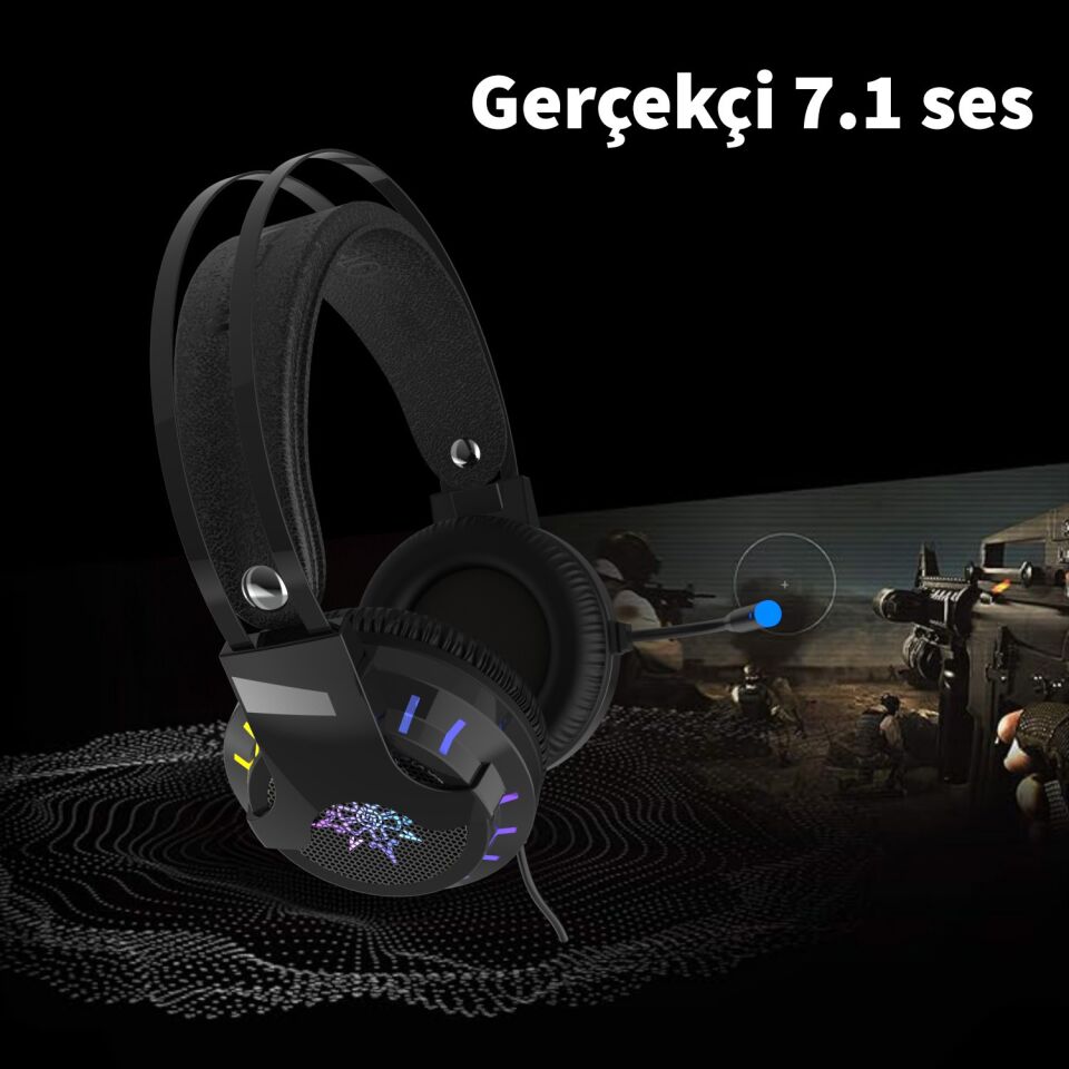 IGK-X10 BassStrike X50 RGB USB Titreşimli Gaming Kulaklık