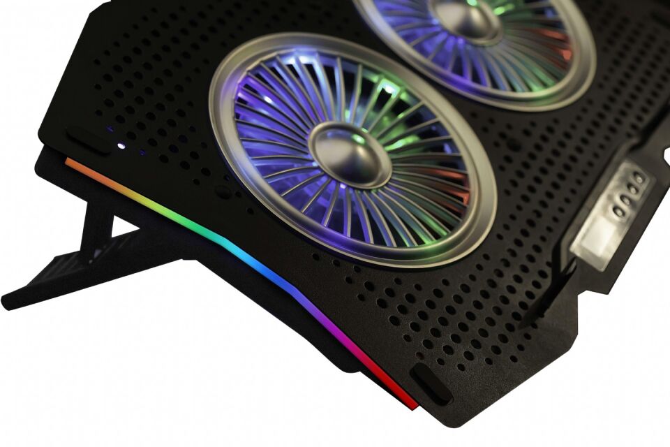 INC-606TGS RGB LCD Ekranlı Çift Fan Notebook Soğutucu | 6 Kademeli 72CFM Sessiz