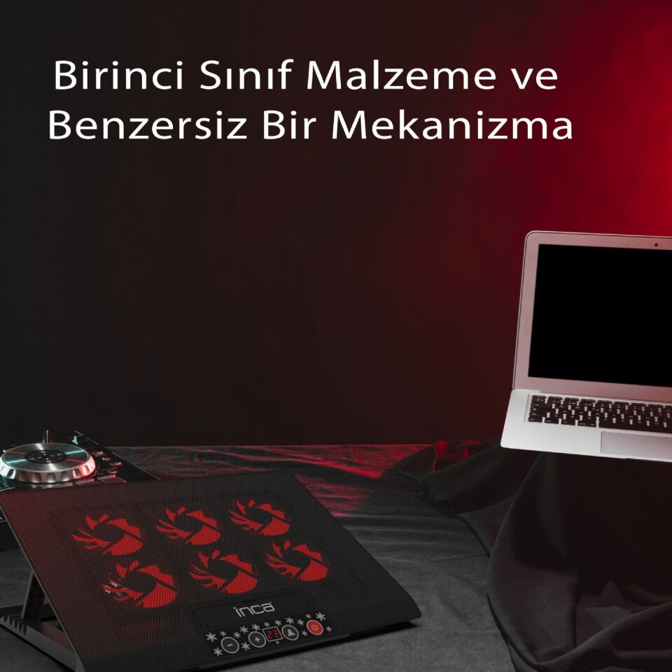 Inc-601gms 6x Fan, 2x Usb, 6 Stage Gaming Notebook Cooler 7 ''-17'' Destekli Laptop soğutucu 2500RPM