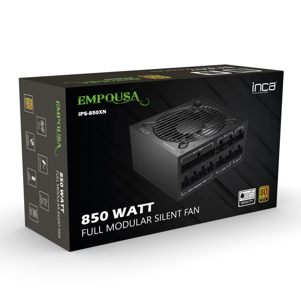 IPS-850XN 850W 80+ Gold ATX 12V V2.3 Güç Kaynağı | Çift +12V Hatlı 120mm Sessiz Fan Tam Koruma Sistemli PSU