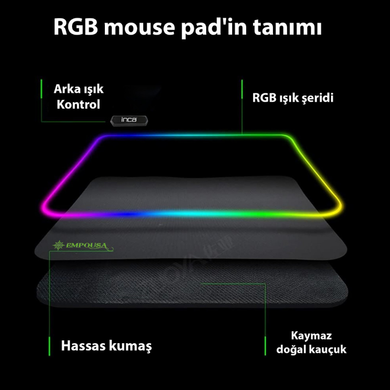 IMP-022 RGB Gaming Mouse Pad 770x295mm | Dokunmatik Led Kaymaz Taban