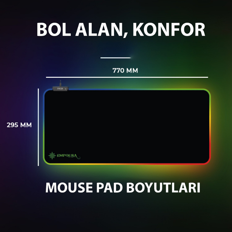 IMP-022 RGB Gaming Mouse Pad 770x295mm | Dokunmatik Led Kaymaz Taban