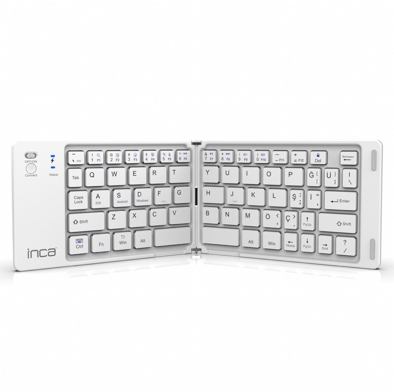 Inca IBK-580BT Katlanabilir Bluetooth Klavye | Sessiz 67 Tuş Mini Taşınabilir iOS/Android/Windows Uyumlu