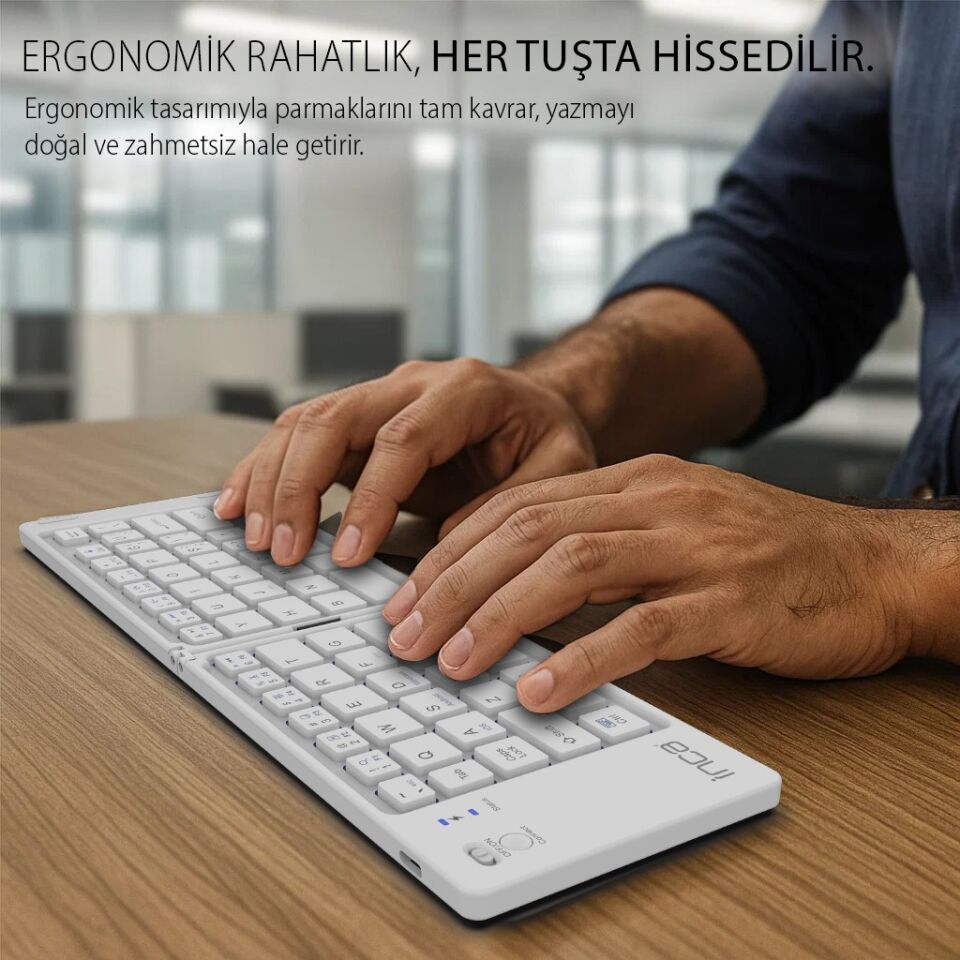 Inca IBK-580BT Katlanabilir Bluetooth Klavye | Sessiz 67 Tuş Mini Taşınabilir iOS/Android/Windows Uyumlu