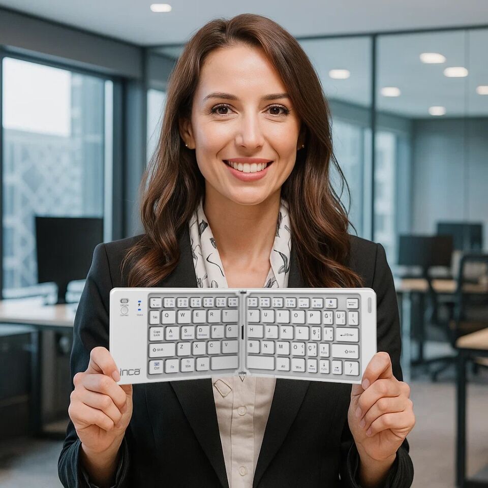 Inca IBK-580BT Katlanabilir Bluetooth Klavye | Sessiz 67 Tuş Mini Taşınabilir iOS/Android/Windows Uyumlu