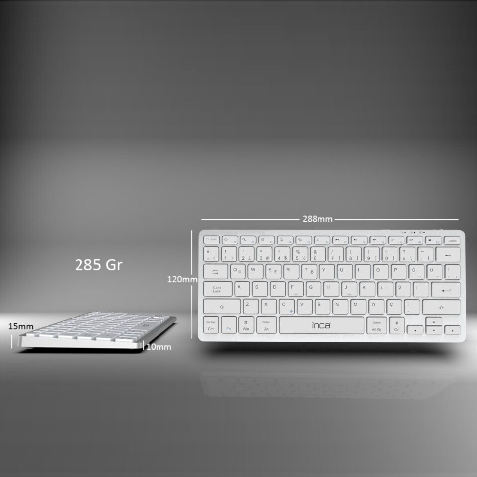 Inca IBK-565BT Bluetooth 5.0 Şarj Edilebilir Akıllı Gümüş Klavye
