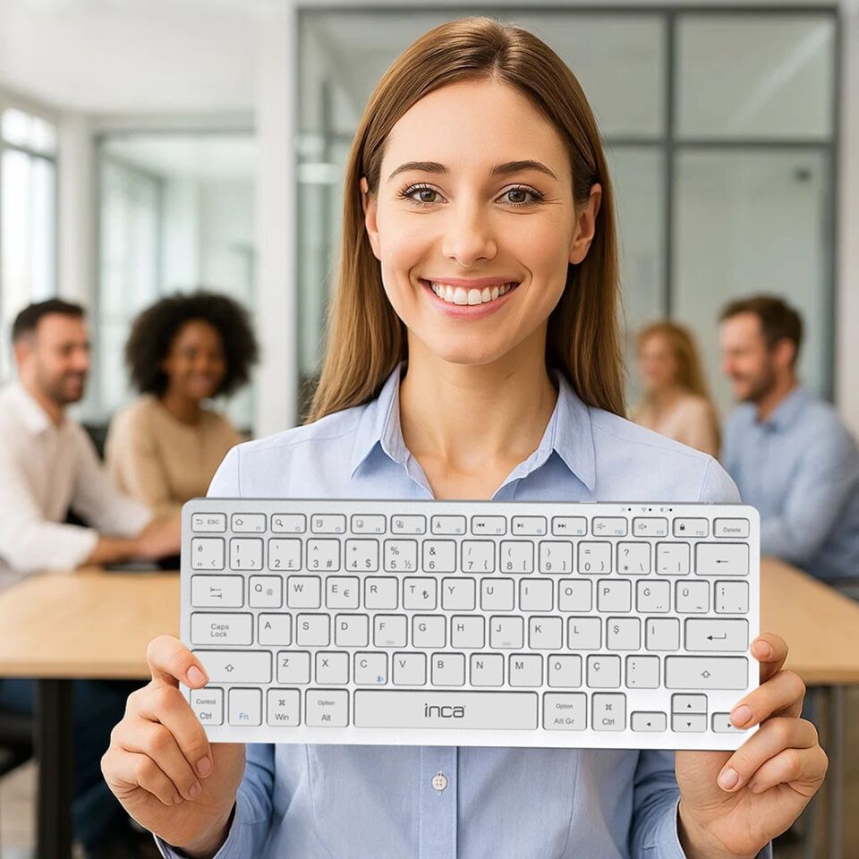 Inca IBK-565BT Bluetooth 5.0 Şarj Edilebilir Akıllı Gümüş Klavye