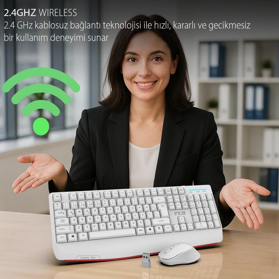 IWS-587 2.4G Kablosuz Klavye Mouse Seti | Slim Tuş Tasarımı, USB Alıcılı