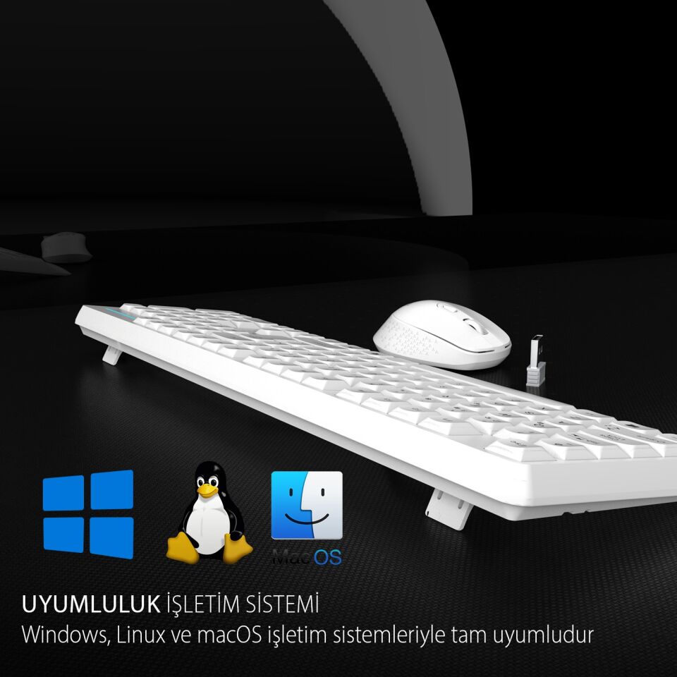 IWS-587 2.4G Kablosuz Klavye Mouse Seti | Slim Tuş Tasarımı, USB Alıcılı