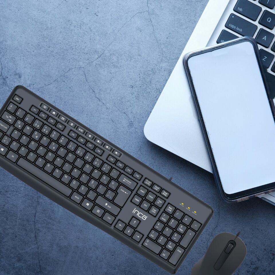 IMK-372T Multimedya Türkçe Q Klavye + 1000 DPI Optik Mouse Set