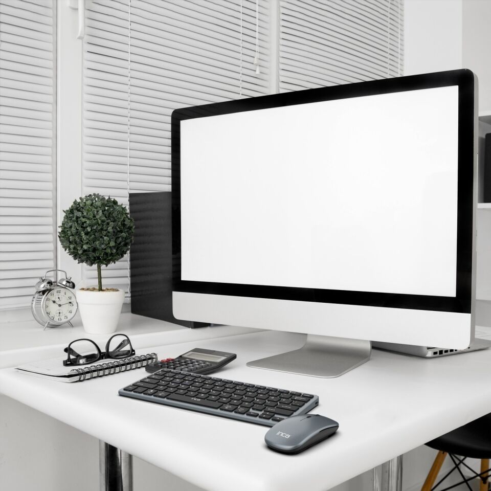 IBK-572BT Klavye Mouse Set | Bluetooth 5.0 + 2.4G Şarjlı Ultra Slim Klavye & 1600 DPI Kablosuz Mouse Set