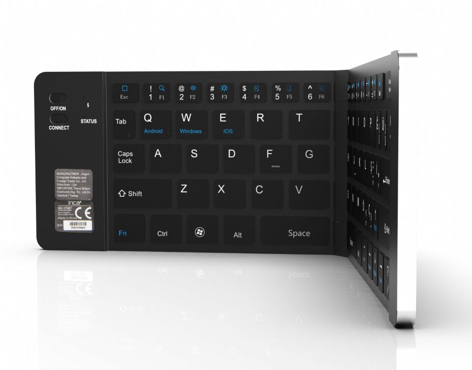 IBK-579BT Katlanabilir Bluetooth 3.0 Mini Klavye | Ultra İnce Metal Gövde, 66 Tuş