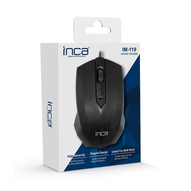 IM-119 USB Kablolu Optik Mouse | 1000 DPI Ergonomik Tasarım Çift El Uyumlu