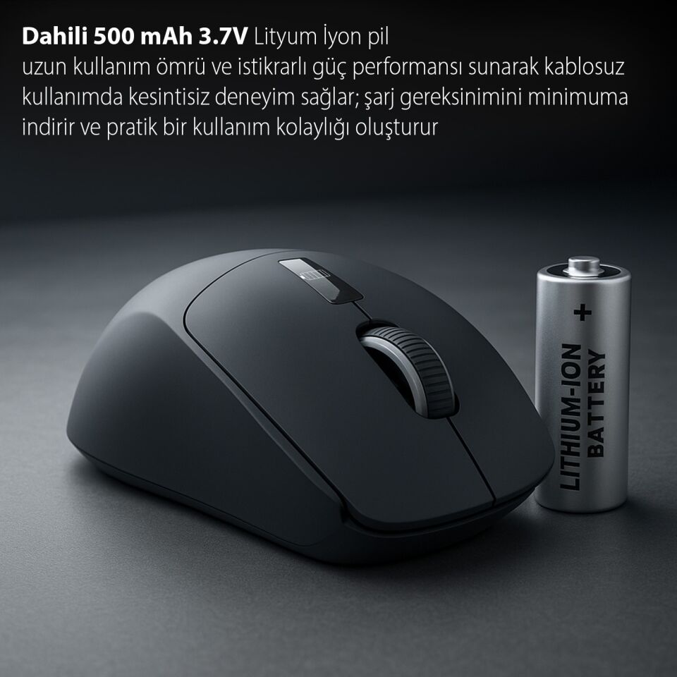 Inca IWM-397T Kablosuz Mouse | 7D Sessiz Tuş 500mAh Şarjlı LED Gösterge Paneli 3200 DPI