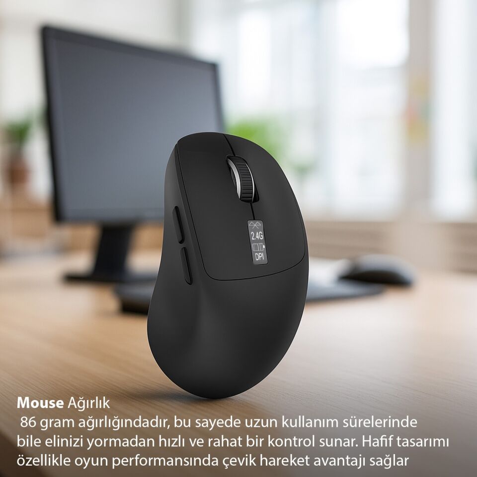 Inca IWM-397T Kablosuz Mouse | 7D Sessiz Tuş 500mAh Şarjlı LED Gösterge Paneli 3200 DPI