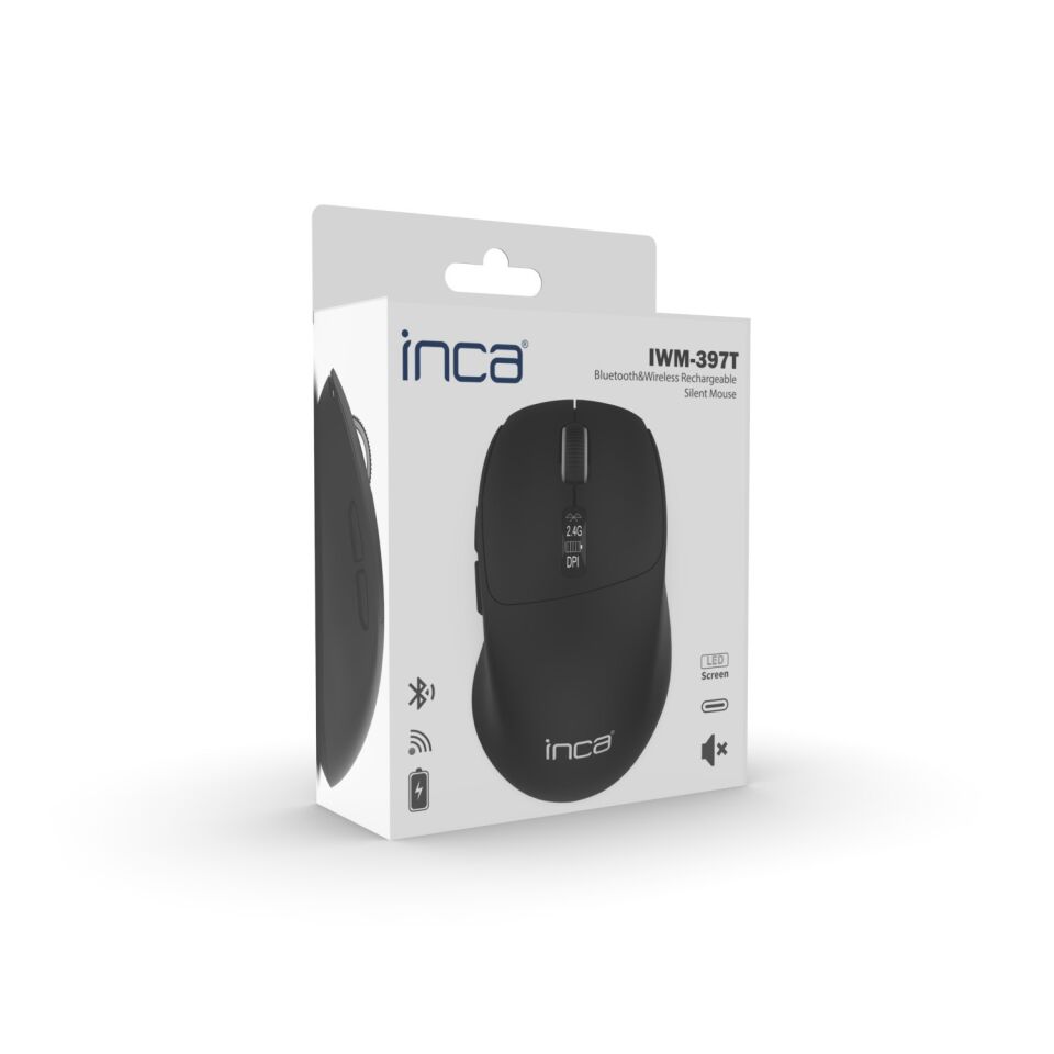 Inca IWM-397T Kablosuz Mouse | 7D Sessiz Tuş 500mAh Şarjlı LED Gösterge Paneli 3200 DPI