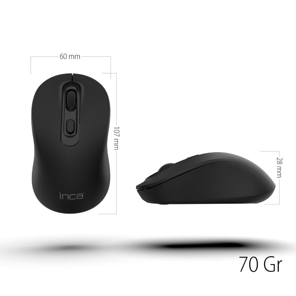 Inca IWM-288T Bluetooth 5.4 Sessiz Kablosuz Mouse | 1600 DPI Konforlu Rubber Kaplama Sağ Sol El Kullanım