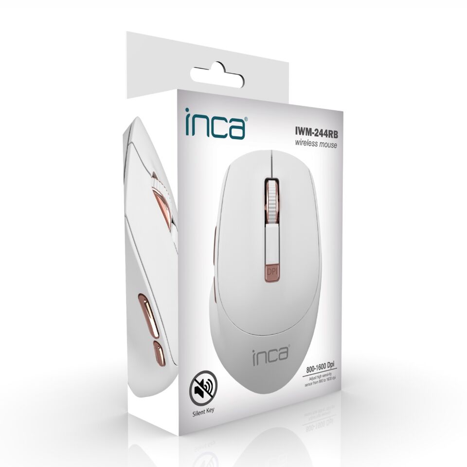 Inca IWM-244R 2.4GHz Kablosuz Optik Mouse | Sessiz Tuşlar, 6D Fonksiyon | 800-1600 DPI | Tak-Çalıştır