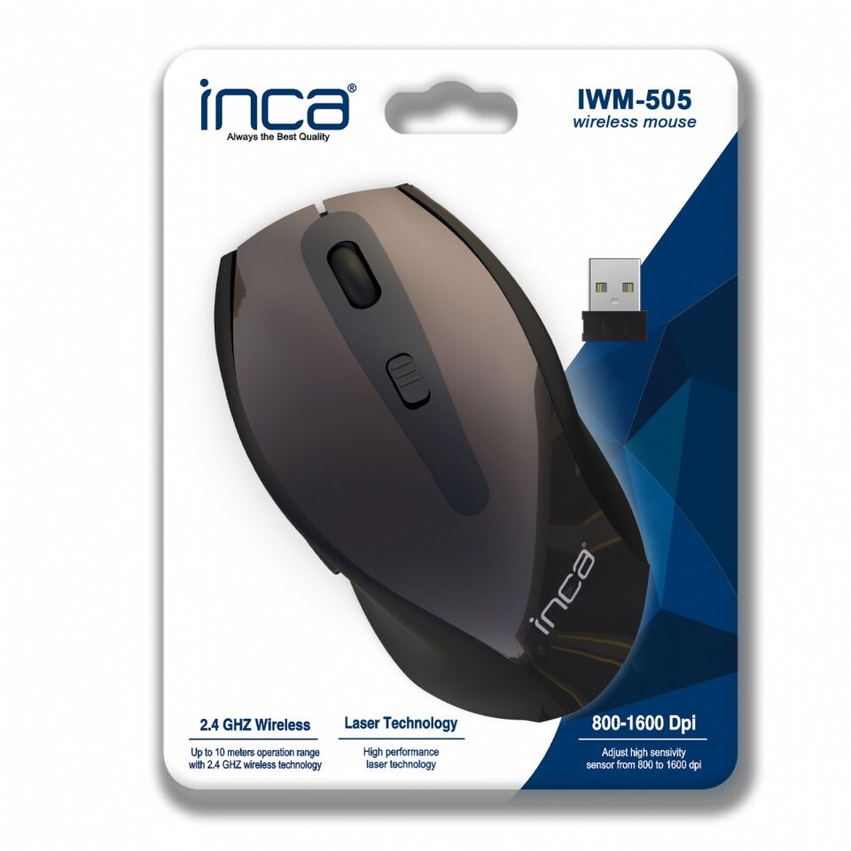 IWM-505 2.4GHz Kablosuz Laser Mouse 800-1600 DPI | Nano USB Alıcılı 10m Menzil