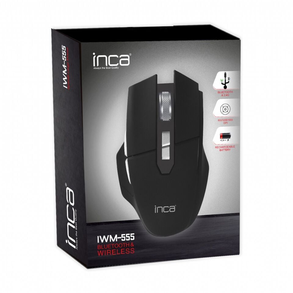 IWM-555 2.4G + Bluetooth Kablosuz Optik Mouse | Type-C Şarj DPI Ayarlı