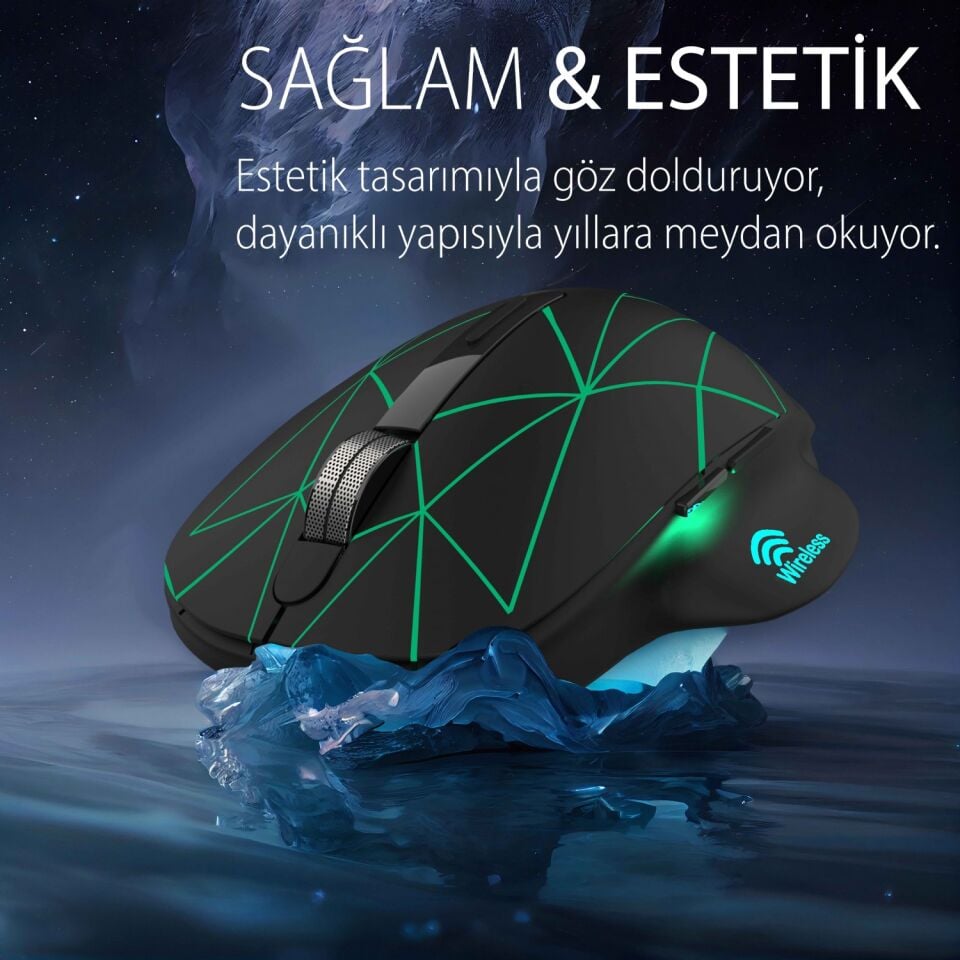 IWM-551 Kablosuz USB Type C Şarj Edilebilir 1600 DPI RGB Mouse