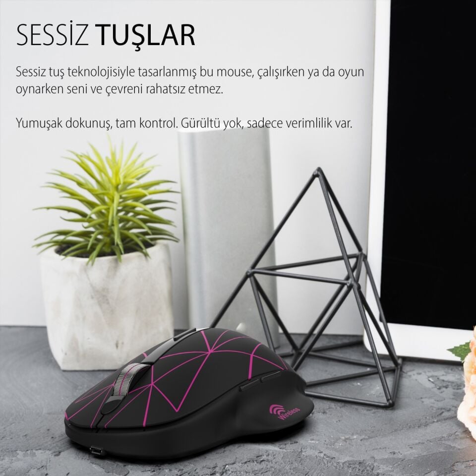 IWM-551 Kablosuz USB Type C Şarj Edilebilir 1600 DPI RGB Mouse