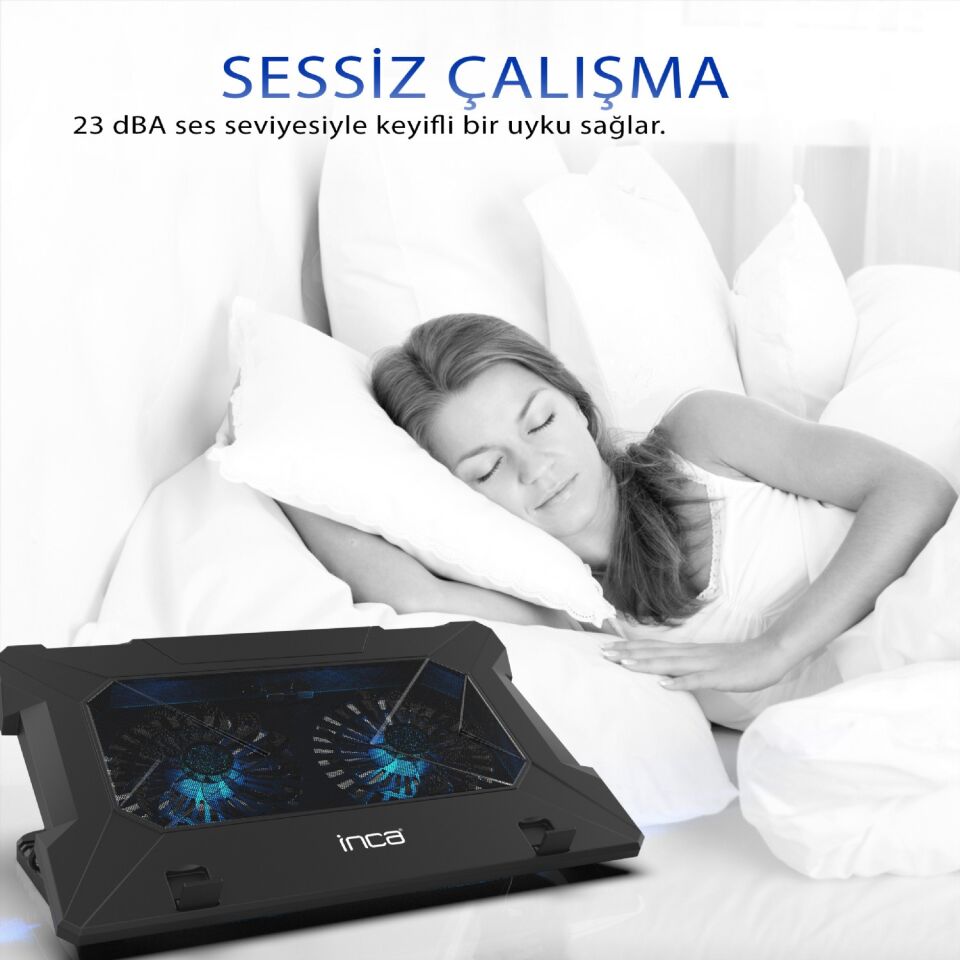 INC-321RX Yüksek Hava Akımlı Çift 140mm Fanlı Gaming Laptop Soğutucu | 70 CFM 1000 RPM On/Off Tuşlu Anti-Slip